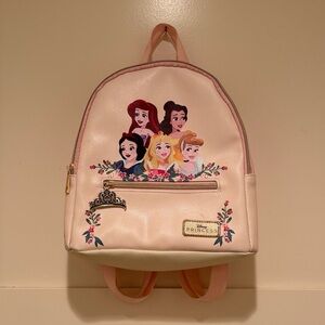 Disney Princess Mini Backpack Pink Faux Leather  Ariel Belle Cinderella Girls